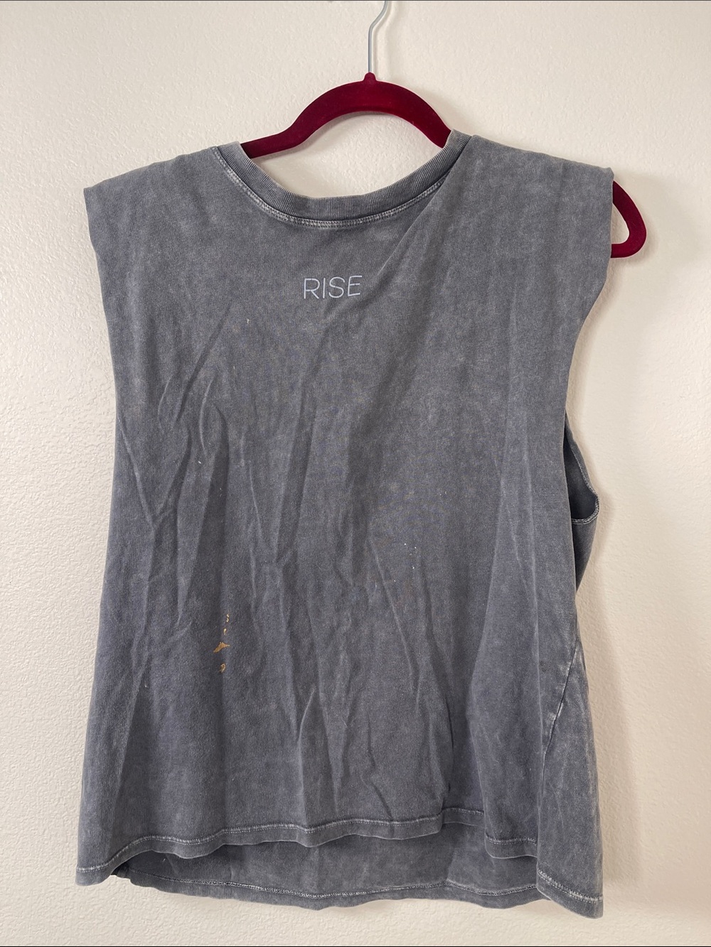 Forever 21 Gray Washed Muscle Tee with RISE Print